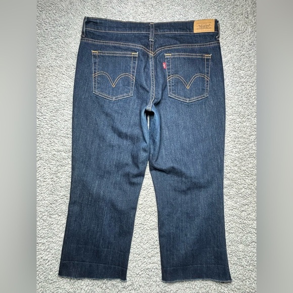 Vintage Levis Womens 8 505 Straight Capri Dark Wash Stretch Raw Hem Frayed Denim - Picture 5 of 5